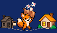 The fox carrying a moving box to its new house